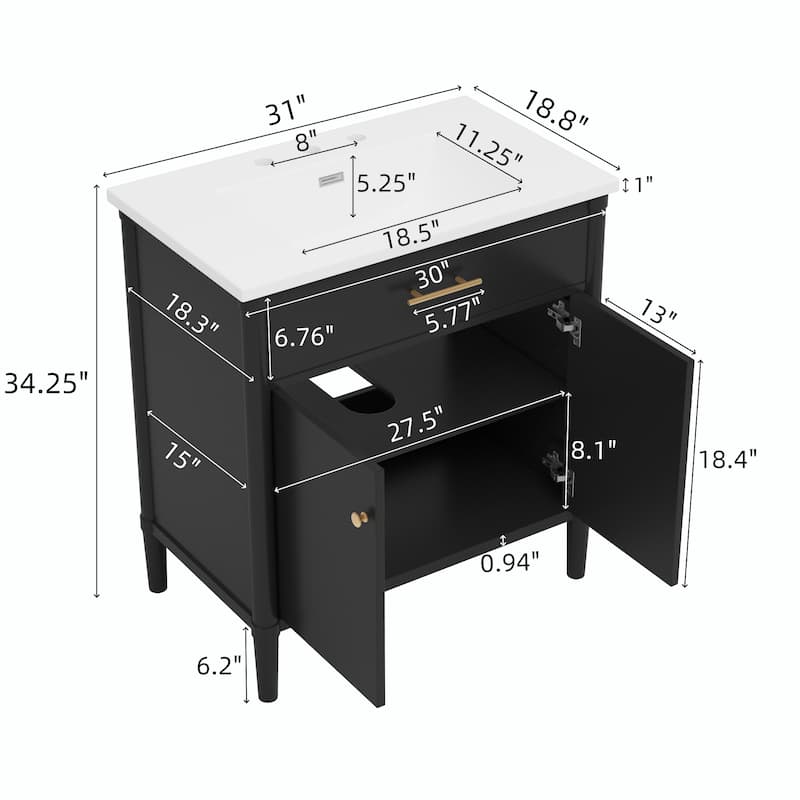 31" Bathroom Vanity with Sink