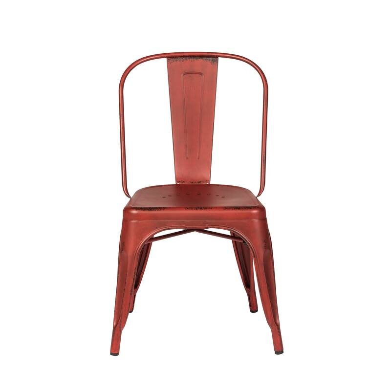 Vintage Series Distressed Metal Bow Back Side Chair - Antique White (Set of 4)