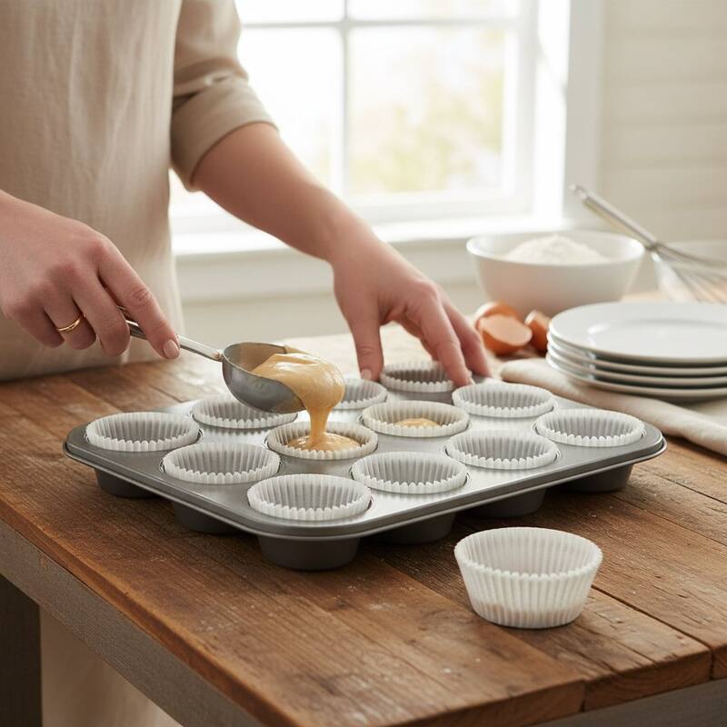 Chef Craft 50 Count Cupcake Liners Muffin Size Baking Cups, White