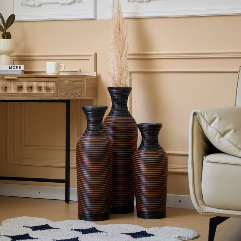 Desktop Vase, Brown Decorative Floor Vase, Classic and Neat Floor Vase, Home Decoration Flower Stand Set of 3 pieces