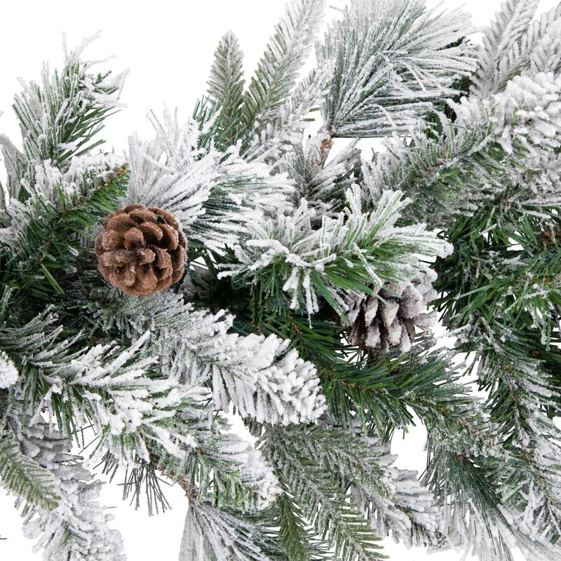 9' x 14" Pre-Lit Flocked Mixed Rosemary Emerald Pine Artificial Christmas Garland - Clear LED Lights