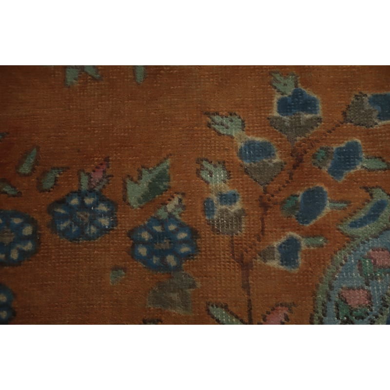 Hand Knotted Oriental 100% Wool Carpet Traditional Floral Oranges & Rust Tabriz Area Rug - 12' 1'' X 9' 1''