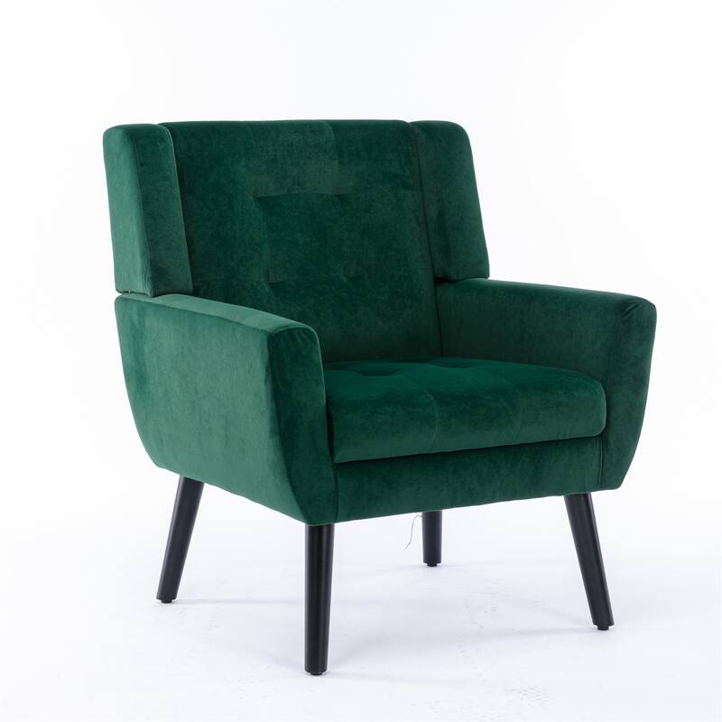 Soft Velvet Accent Chair With Padded Seat and Curved Back