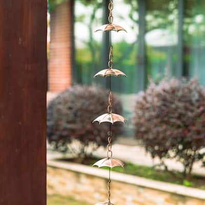 Glitzhome 8.5ft Faux Copper Umbrella Shaped Rain Chain with Clip