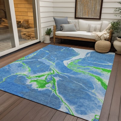 Machine Washable Indoor/ Outdoor Modern Abstract Chantille Rug