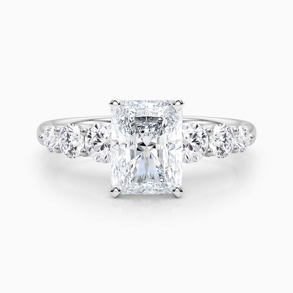 Auriya 14K Gold Lab Grown Diamond Radiant Cut Tapered Trilogy Accent Engagement Ring 1.62 - 5.62ct. tw. (E-F, VS)