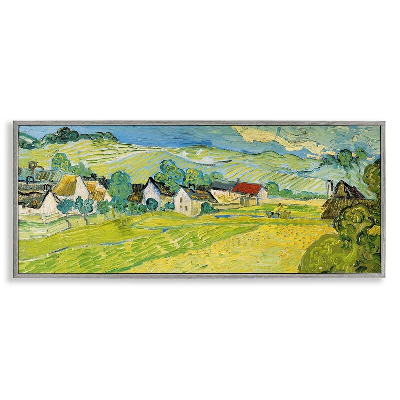 Stupell Classic Vast Countryside Framed Giclee Art Design By Vincent Van Gogh - 30 x 13 - Grey