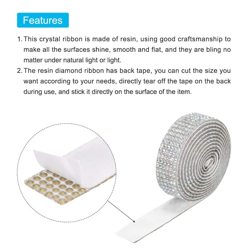 3 Roll 1 Yard 12mm Self Adhesive Crystal Ribbon