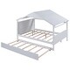 preview thumbnail 10 of 31, Full Size Solid Wood House Bed with Trundle and Storage for Kids