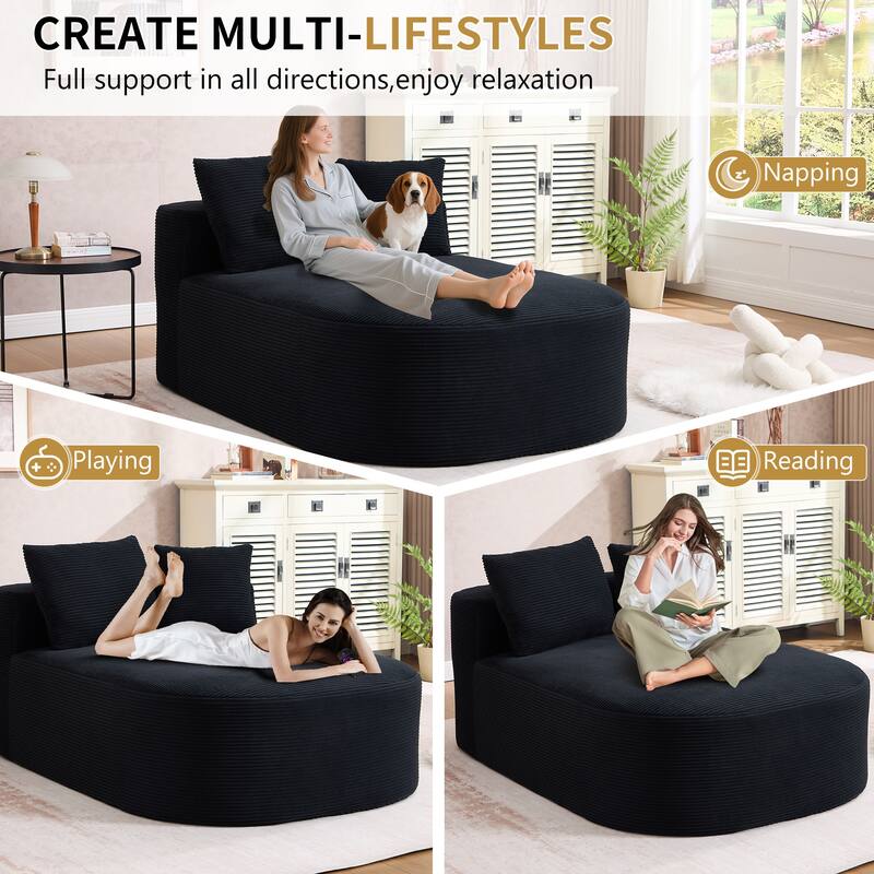 67.5''Chaise Lounge Chair 46'' Wide Seat Indoor Corduroy Oversized Sleeper Sofa