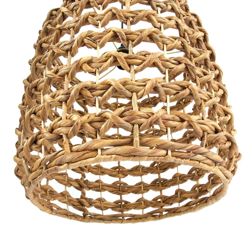 Glow Round Chandelier with Braided Shade, Brown