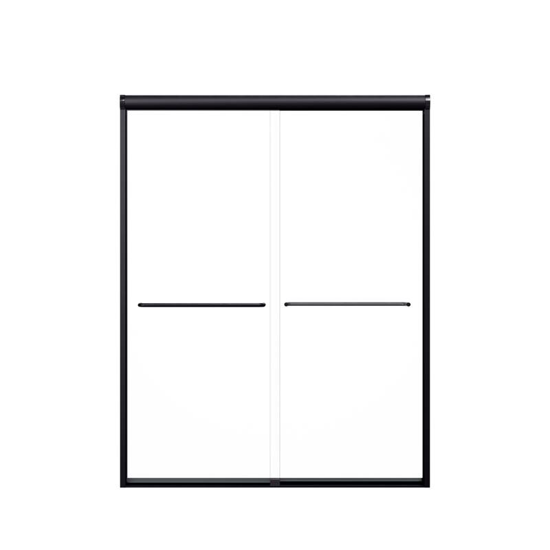 56"-60"W Semi-Frameless Shower Door - 72"H 6mm Tempered Glass - Matte Black
