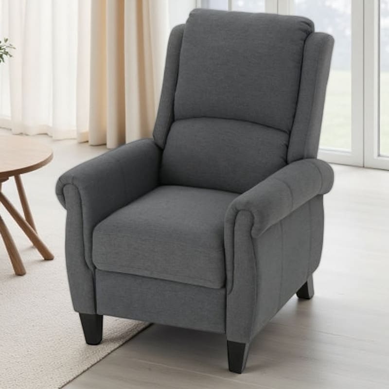 Push Back Recliner Chair with Rubber Wood Legs, Modern Lounge Armchair with Clean Lines & Comfortable Upholstery