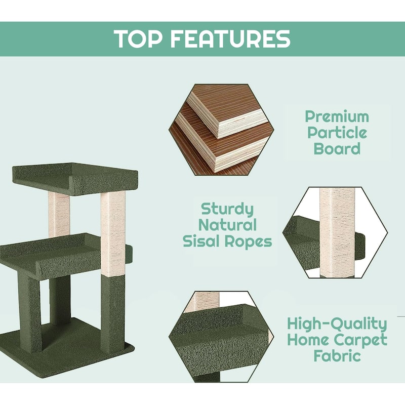 2 Tier Cat condo for Large Cats Tower with Scratching Post