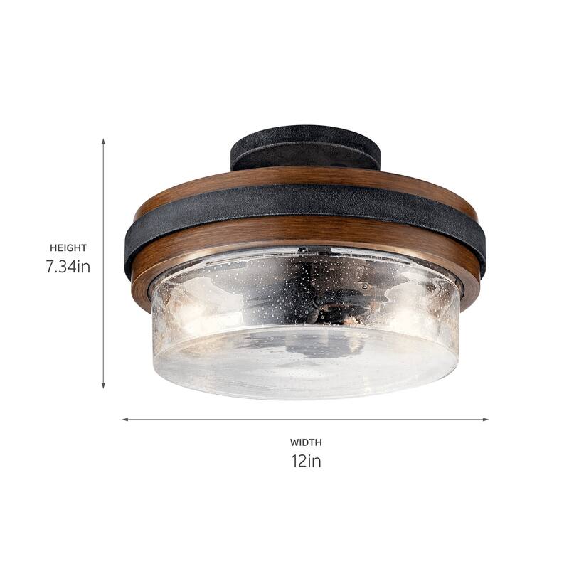 Kichler Lighting Grand Bank Collection 2-light Auburn Stained Semi-Flush Mount
