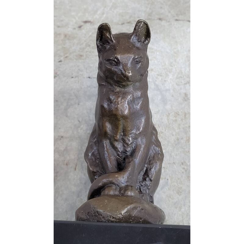 Signed Original House Imitative Cat Hot Cast Bronze Statue Sculpture Figurine Home Decor