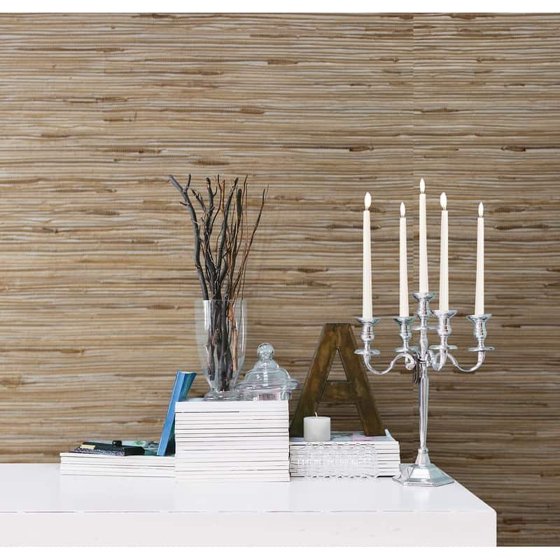 Advantage Tereza Silver Foil Grasscloth Wallpaper - 36in x 288in x 16.025in