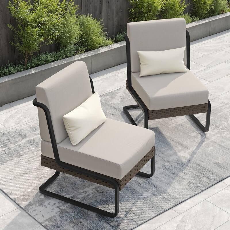 Corvus Akrotiri Outdoor Wicker Club Chair Set (Set of 2) with Olefin Cushions