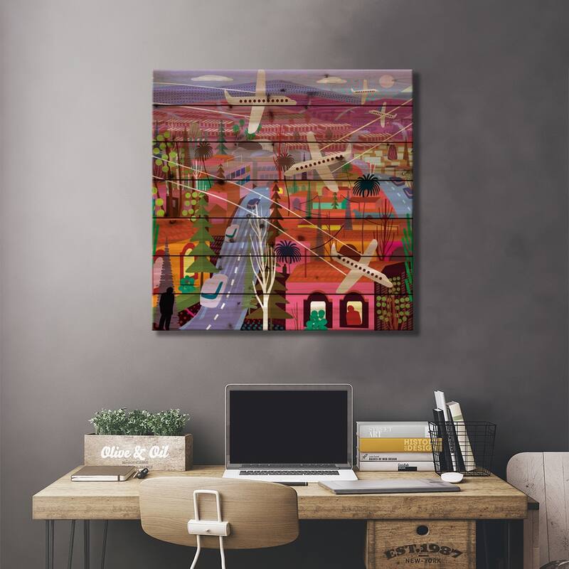Popocatepetl From Sunset Boulevard Print On Wood by Charles Harker - Multi-Color