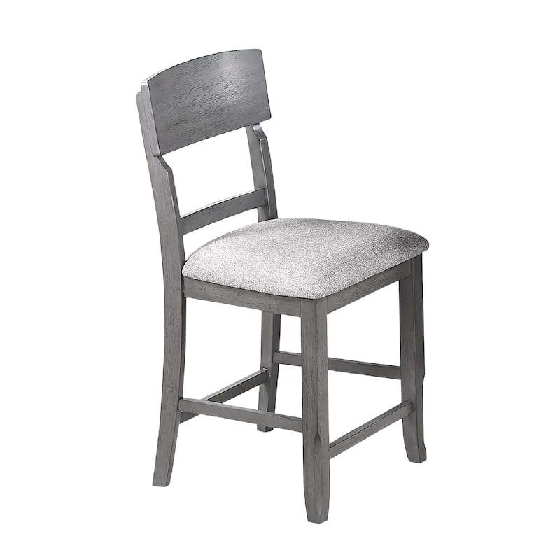 Keyan Counter Height Chair Set of 2, Foam Gray Fabric Seat, Wood