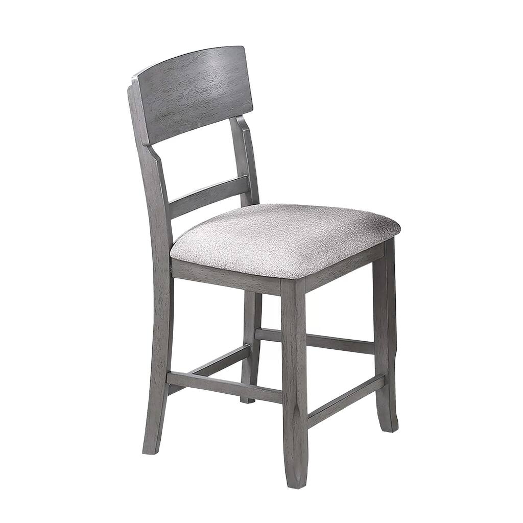 Keyan Counter Height Chair Set of 2, Foam Gray Fabric Seat, Wood