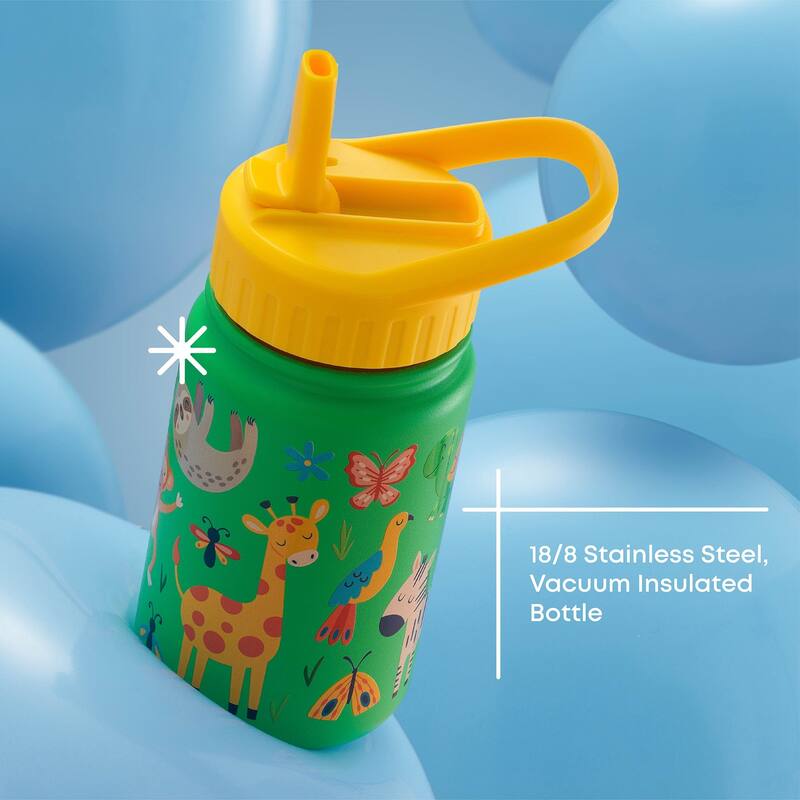 Stainless Steel Kids Water Bottle with Straw Lid - 12 oz
