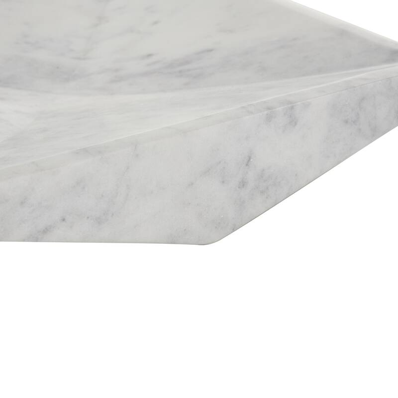 White Marble Square Geometric Living Room Decor Tray