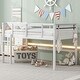 preview thumbnail 1 of 14, Wood Twin Size Loft Bed with Hanging Clothes Racks and Underbed Storage White
