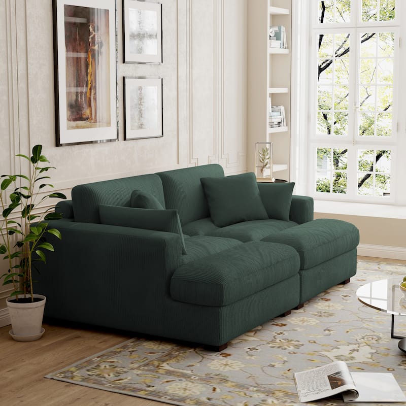 Modern Corduroy Modular Sectional Sofa Chaise Couch Bed