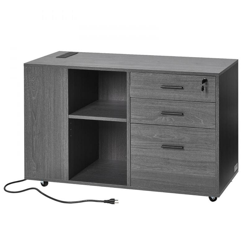 Space-Saving 3 Drawers Office Storage Cabinet with Lockable Compartments and Adjustable Shelves