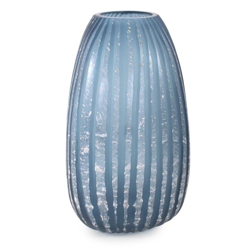 Allan Andrews Contemporary Asymmetrical Matte Blue & Silver Glass Vase Collection