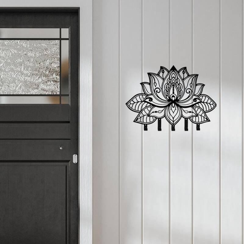 Wall-Mounted Metal Key Rack Flower Design For Home And Office - 12-24 Inch