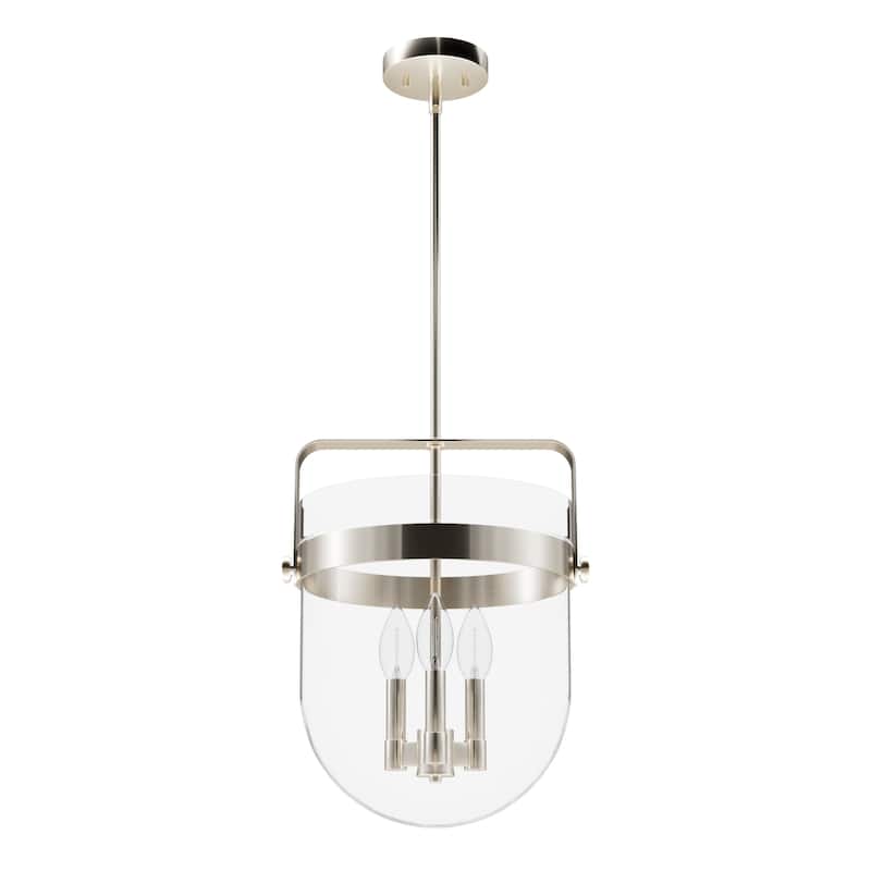 Hunter Karloff Clear Glass Bell-Shaped Pendant - Kitchen Island, Dining Room, Entry - Modern Farmhouse, Rustic, Industrial