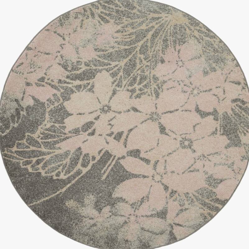 HomeRootsFloral Contemporary Round Area Rug - 63' X '63' X '0.5