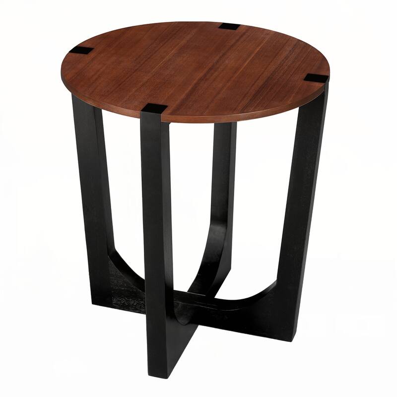 outdoor ACACIA SOLID WOOD SIDE TABLE,BROWN and BLACK COLOR