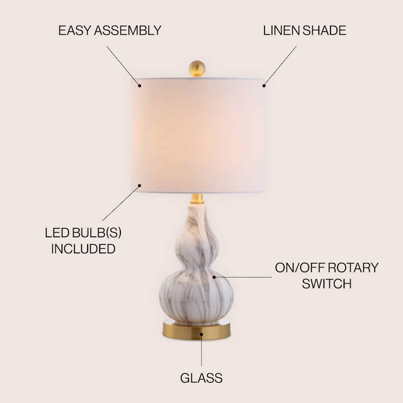 Anya 20.5" Mini Glass LED Table Lamp, Gray by JONATHAN Y