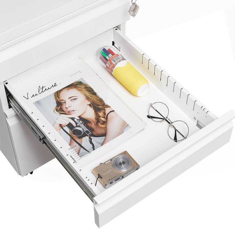 Versatile Lockable Mobile Filing Cabinet for Office and Study, Enhancing Organization
