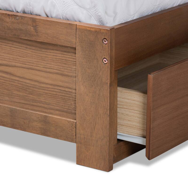 Piera Ash Brown Finished Wood 3-Drawer Platform Storage Bed