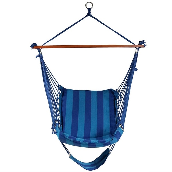 Sunnydaze Hanging Padded Cushioned Hammock Chair with Footrest