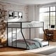 preview thumbnail 1 of 10, Furniture of America Gene Modern Matte Black Metal Low Profile Bunk Bed with Reversible Ladder Full