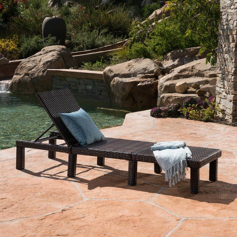 Rustic Outdoor Wicker Chaise Lounge