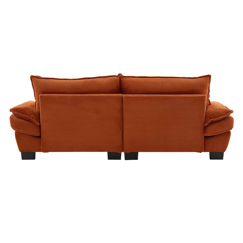 Corduroy Upholstered Loveseat Sofa, 2 Seater Sofa with Pillows, Deep Seat Sectional Sofa with Removable Cushions
