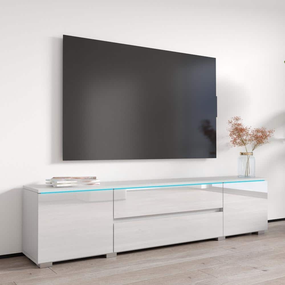 Meble Furniture Euphoria 01 Modern 79" TV Stand 78.7"W x 18.5"H - High Gloss Entertainment Console for up to 88" TVs