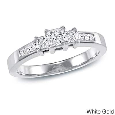 Auriya 14k Gold 1/2ctw 3-Stone Princess-cut Diamond Engagement Ring (I-J, I1-I2)