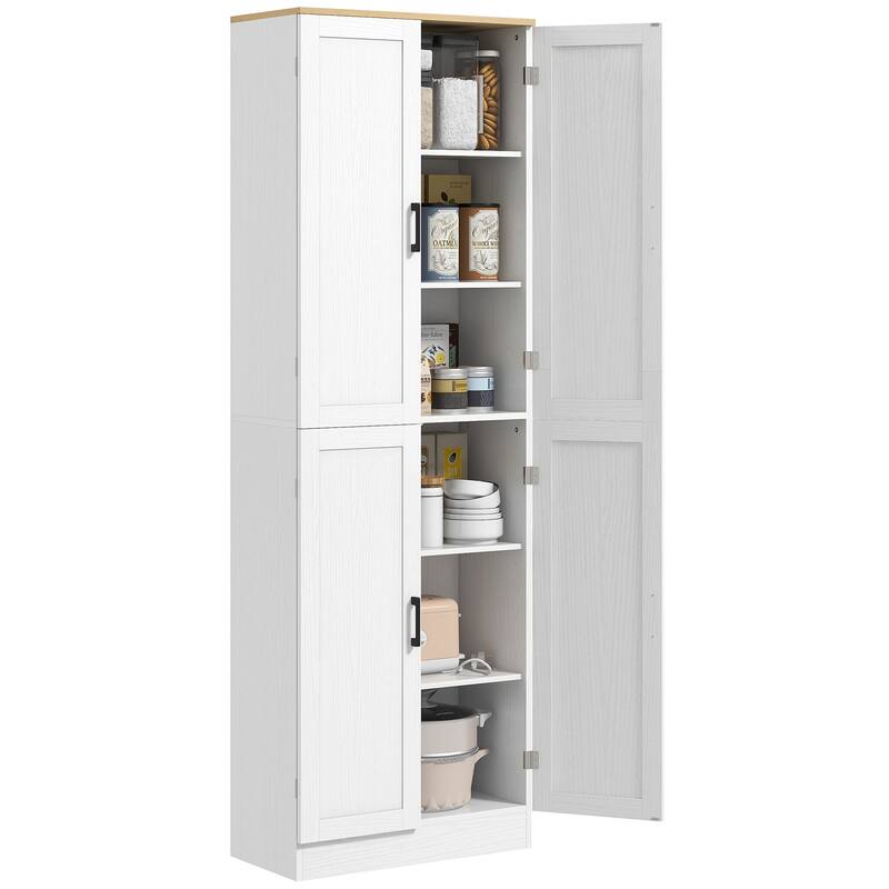 Modern 2-Tone Kitchen Pantry Cabinet with Adjustable Shelves, Freestanding Storage Cabinet Buffet Cabinet