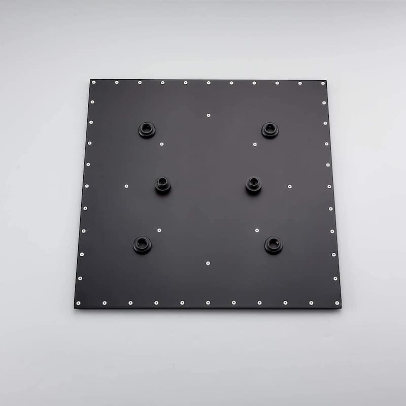 matte black ceiling mounted 20 inch s rain head 3 way digital display anti scald shower system - 7'6" x 10'9"