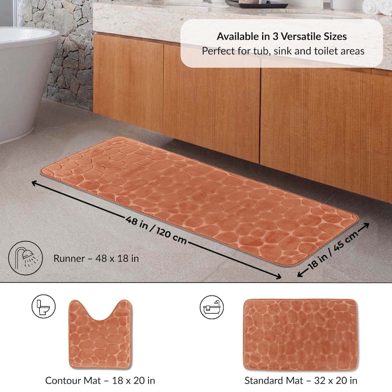 Memory Foam Runner Bath Mat Pebble Design 48x18