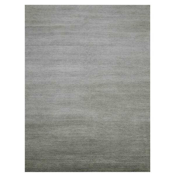 Shahbanu Rugs Koala Gray, Denser Weave, Borderless Hand Knotted Grass ...