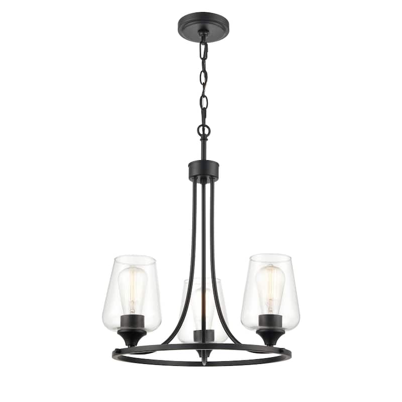Millennium Lighting Ashford 3 Light Chandelier in Multiple Finishes with Clear Glass Shades - Matte Black