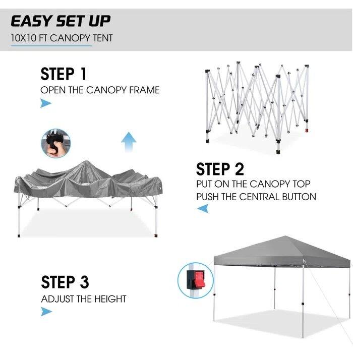 Vrakae 10'x 10' Outdoor Pop Up Canopy Tent with Carry Bag - N/A